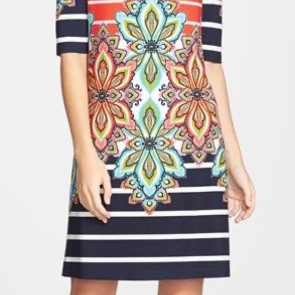 NWT ELIZA J Paisley and Stripes Jersey Knit Dress - Picture 5 of 15